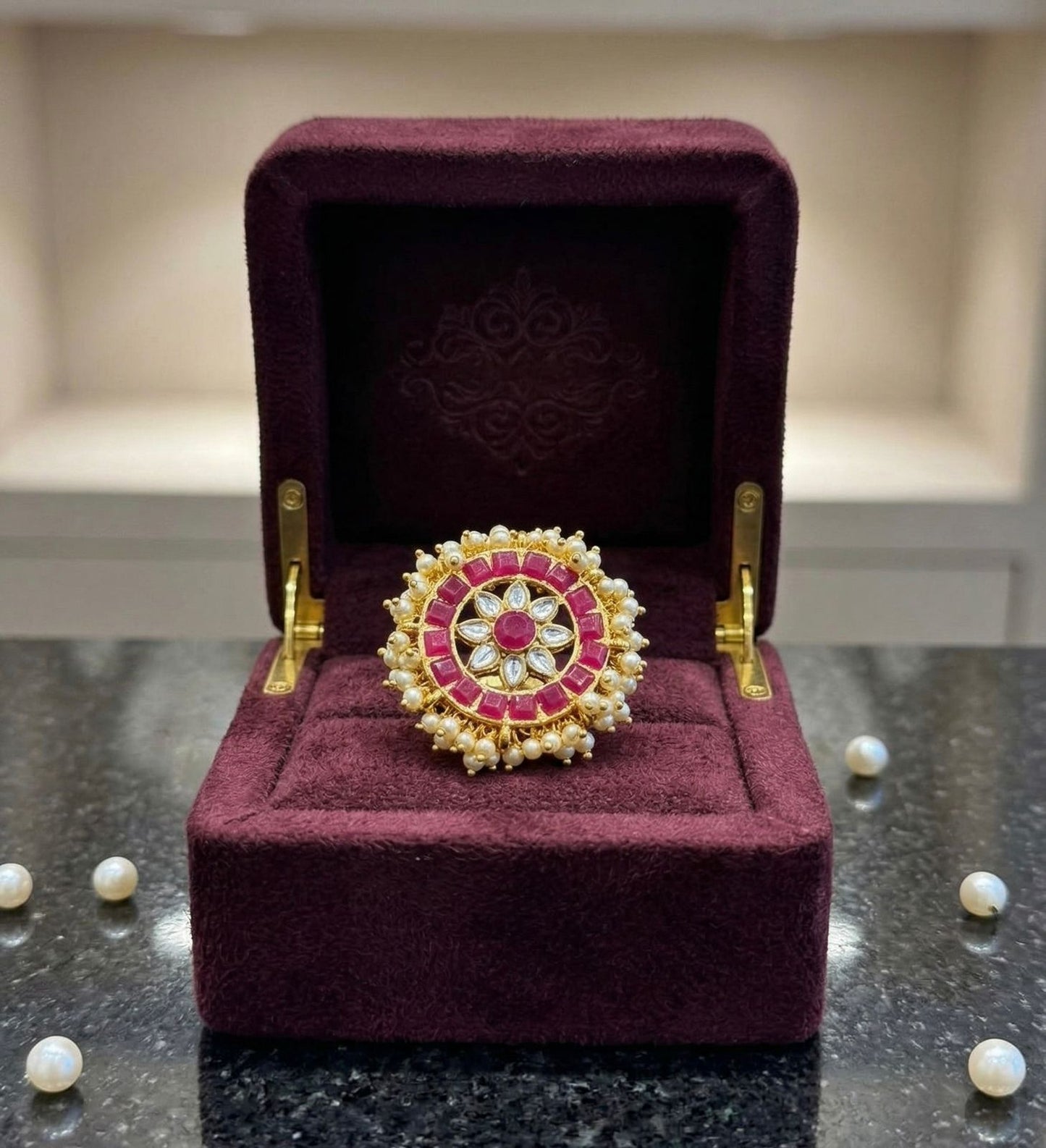 Ruby Pearl Royale Ring