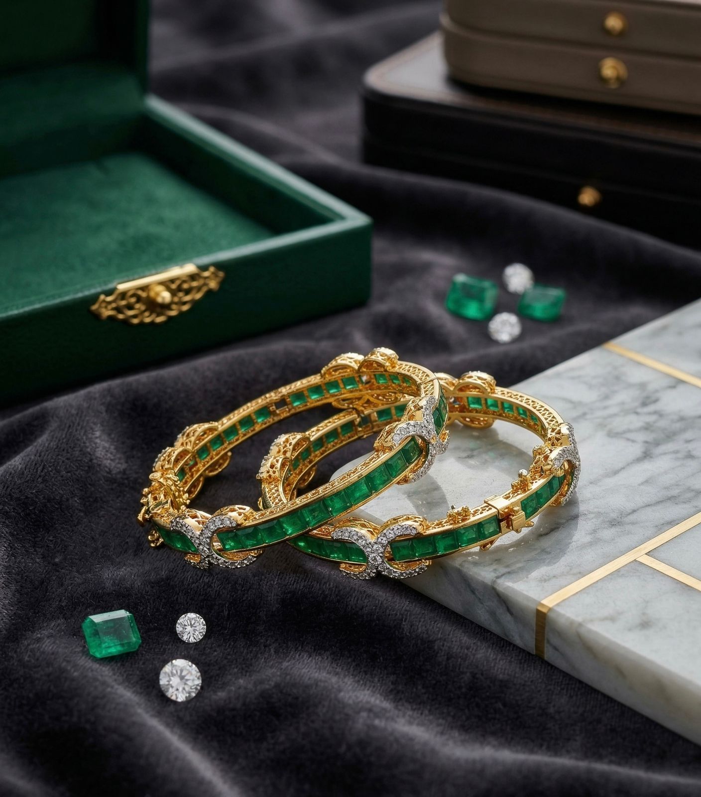 Emerald Infinity Bangles