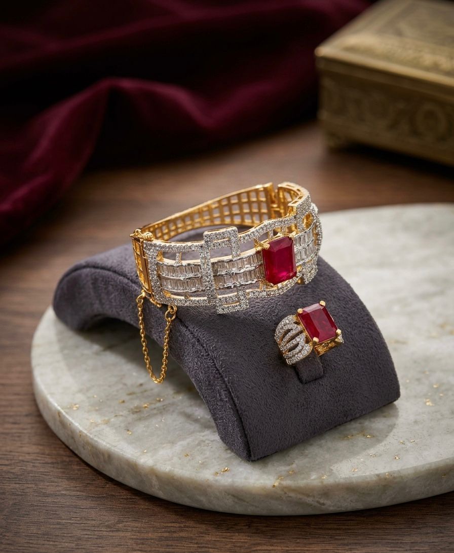 Ruby Royale Armlet & Ring Set