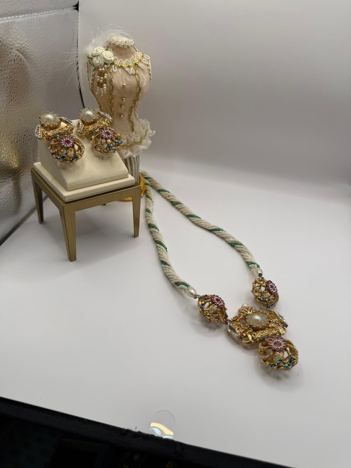Pastel Garden Rope Jewelry Set - Twisted Necklace & Earrings