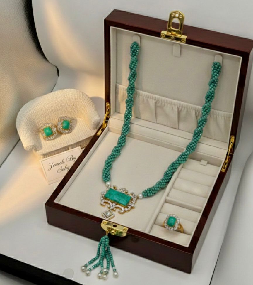 Turquoise Elegance Complete Jewelry Set - Necklace, Earrings & Ring