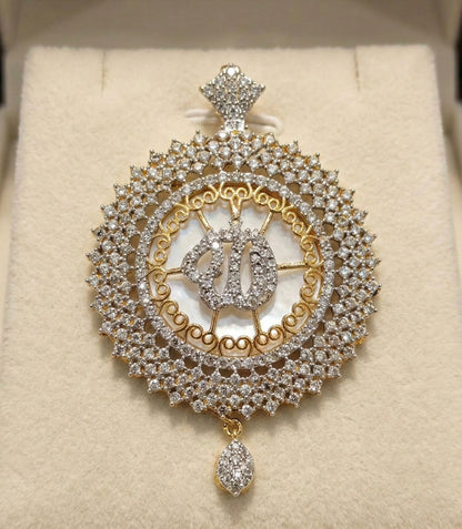 Royal Crown Allah Pendant - Diamond Crystal Islamic Jewelry with Crown