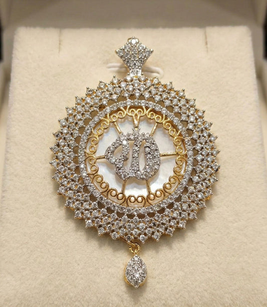 Royal Crown Allah Pendant - Diamond Crystal Islamic Jewelry with Crown