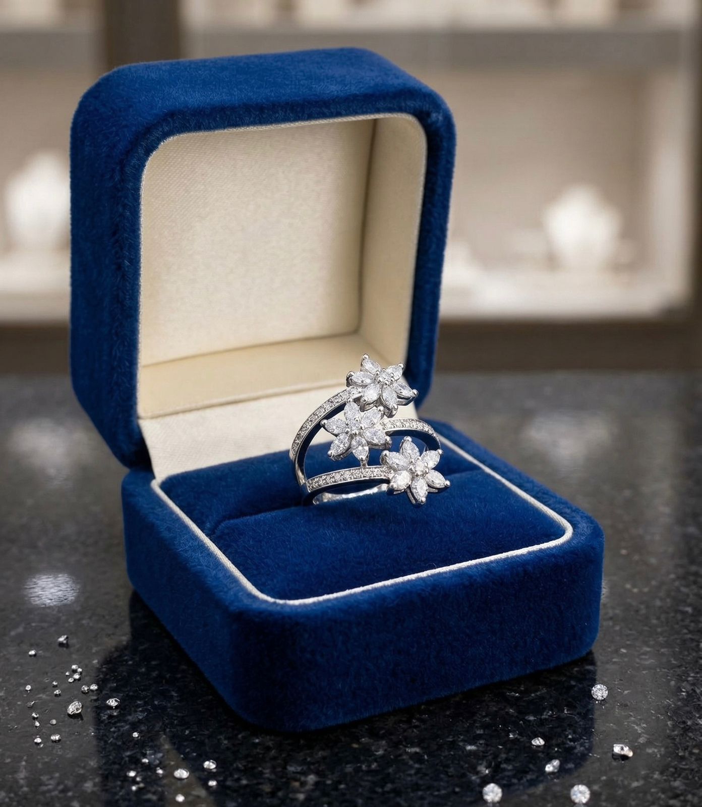 Snow Blossom Diamond Ring