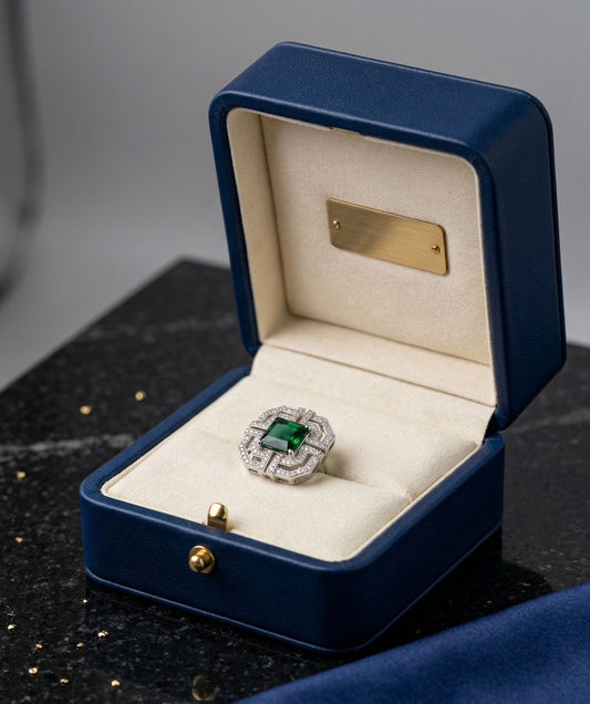 Emerald Luxe Geometry Ring