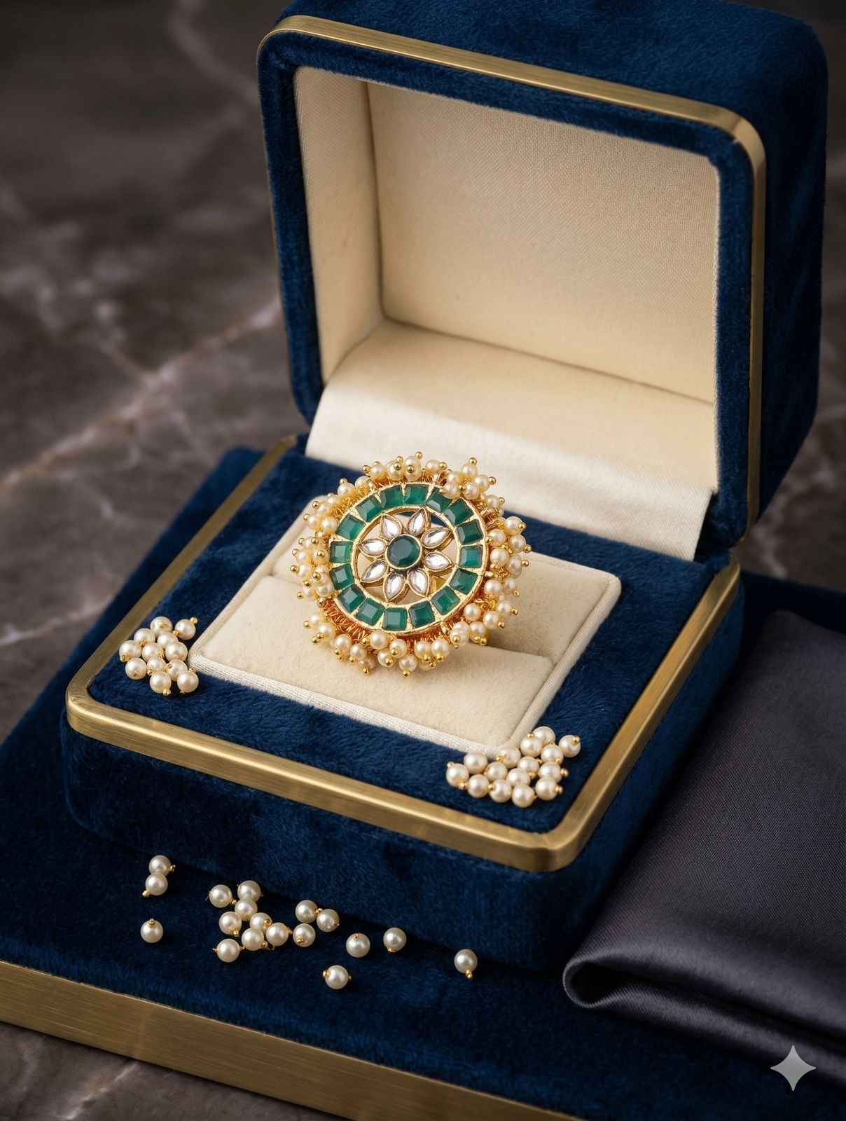 Emerald Pearl Royale Ring
