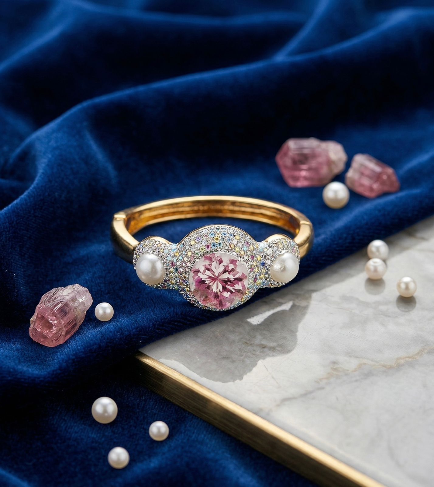 Pink Aurora Pearl Cuff