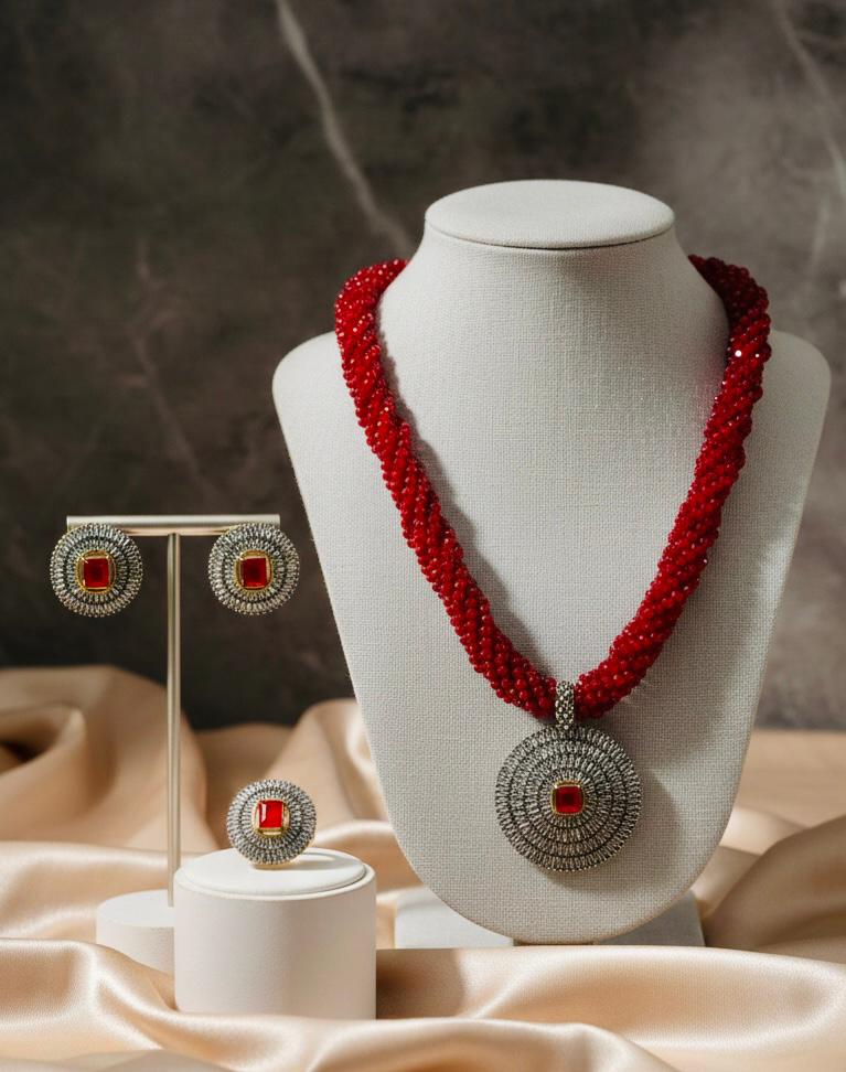 Crimson Royale Crystal Jewelry Set - Necklace
