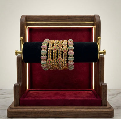 Royal Sparkle Gold Bangle Sets – Heritage Glam in Vibrant Hues