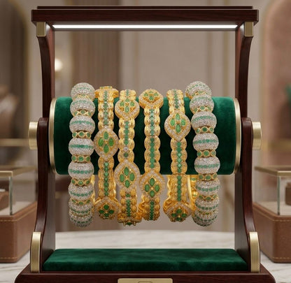Royal Sparkle Gold Bangle Sets – Heritage Glam in Vibrant Hues
