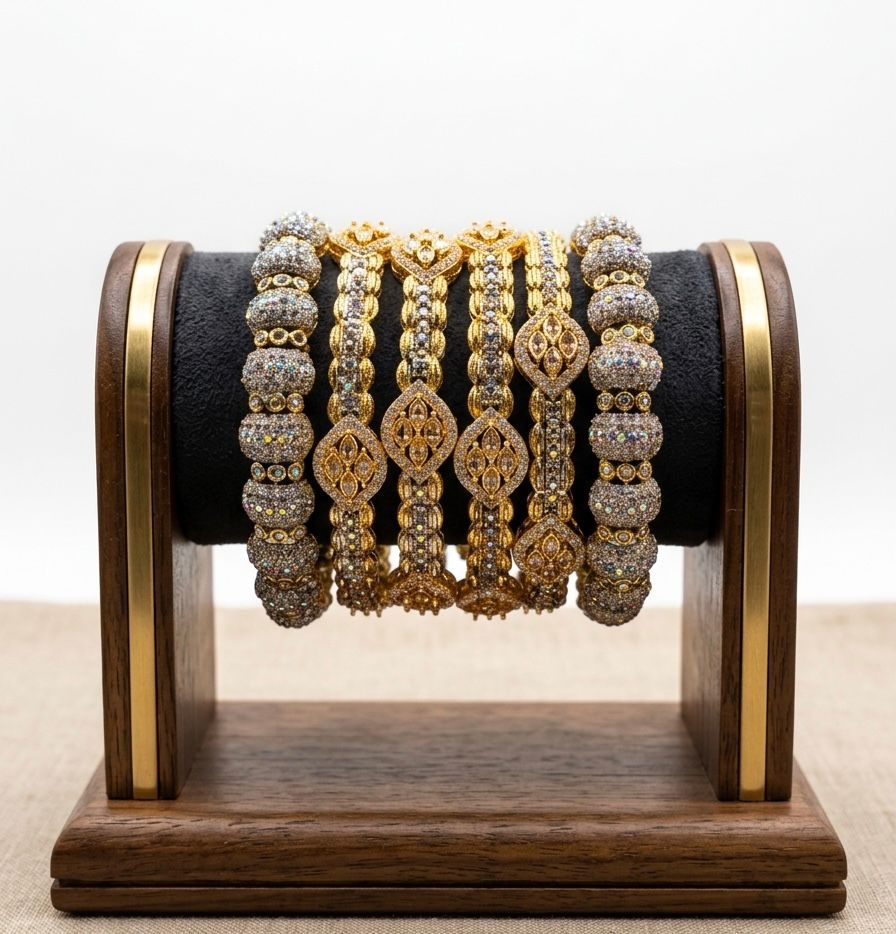 Royal Sparkle Gold Bangle Sets – Heritage Glam in Vibrant Hues